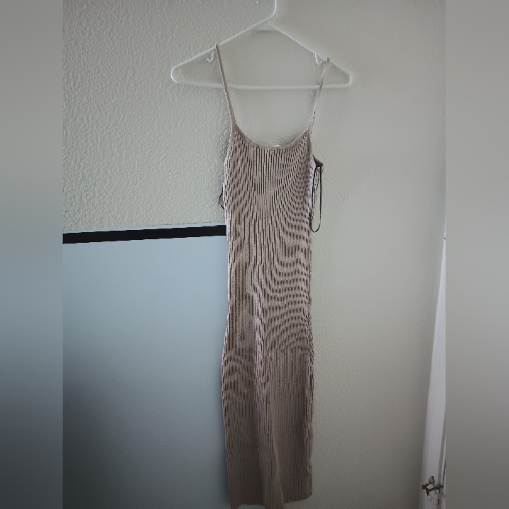 Stylish Tan Striped Dress